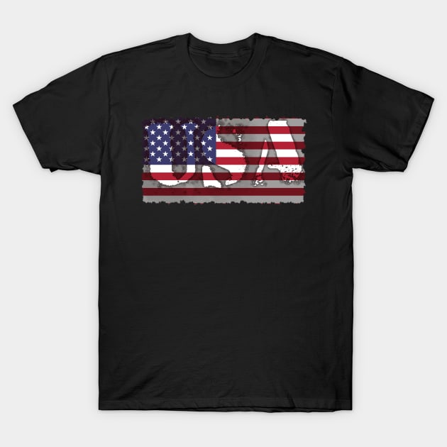 USA Flag Stencil T-Shirt by SolarCross